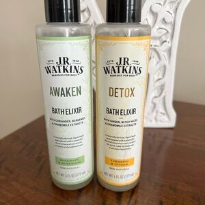 JR Watkins Bath Elixirs -2 Extract Blends- Awaken and Detox Set - Green & Orange